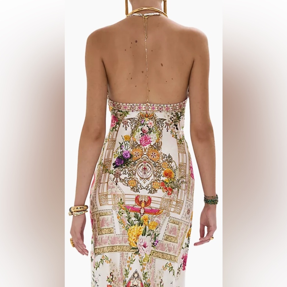 NWT Camilla Silk Egyptian Chain Open Back Size Small Gold Rose - Picture 2 of 14